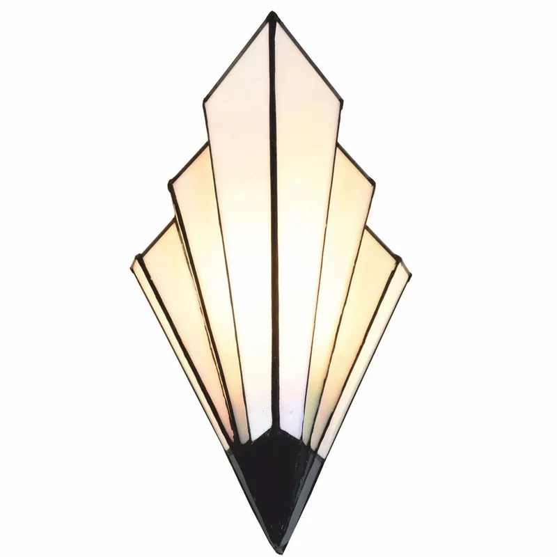 Schneller Versand Casa Padrino Art Deco Tiffany Wandleuchte Weiß / Schwarz H. 39 cm - Tiffany Leuchten