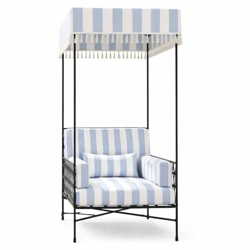 Casa Padrino Luxus Sessel Schwarz / Hellblau / Weiß H. 200 cm - Hotel & Garten Sessel Expressversand