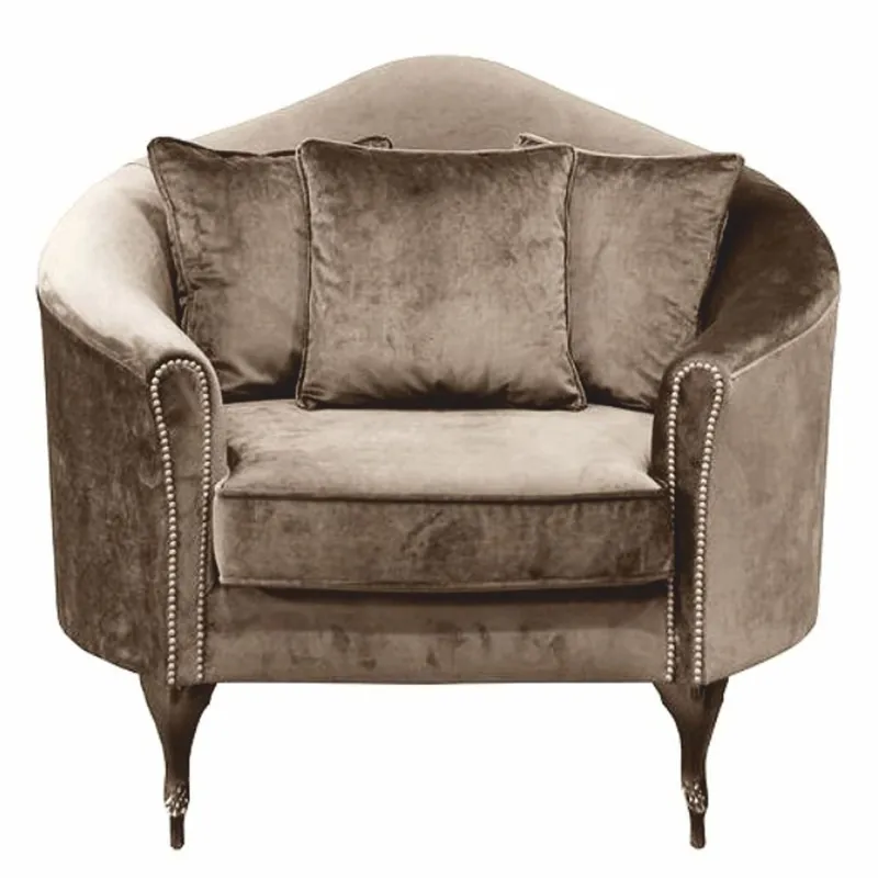 Casa Padrino Luxus Barock Samt Sessel Braun / Dunkelbraun 120 cm - Barock Möbel Top-Seller