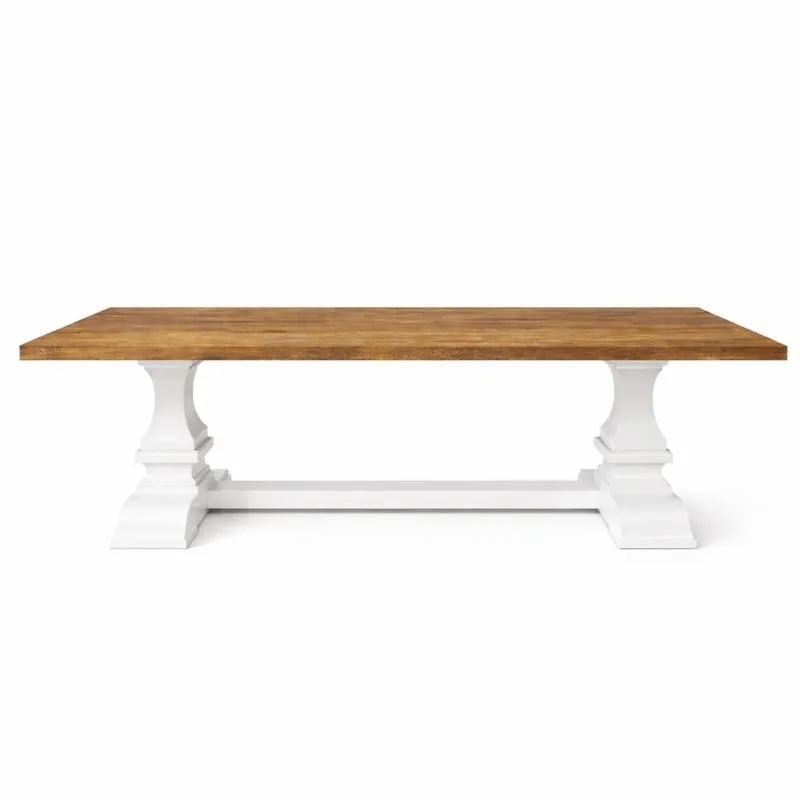 Casa Padrino Landhausstil Massivholz Esstisch Braun / Weiß 220 cm - Esszimmer Möbel Preisreduziert