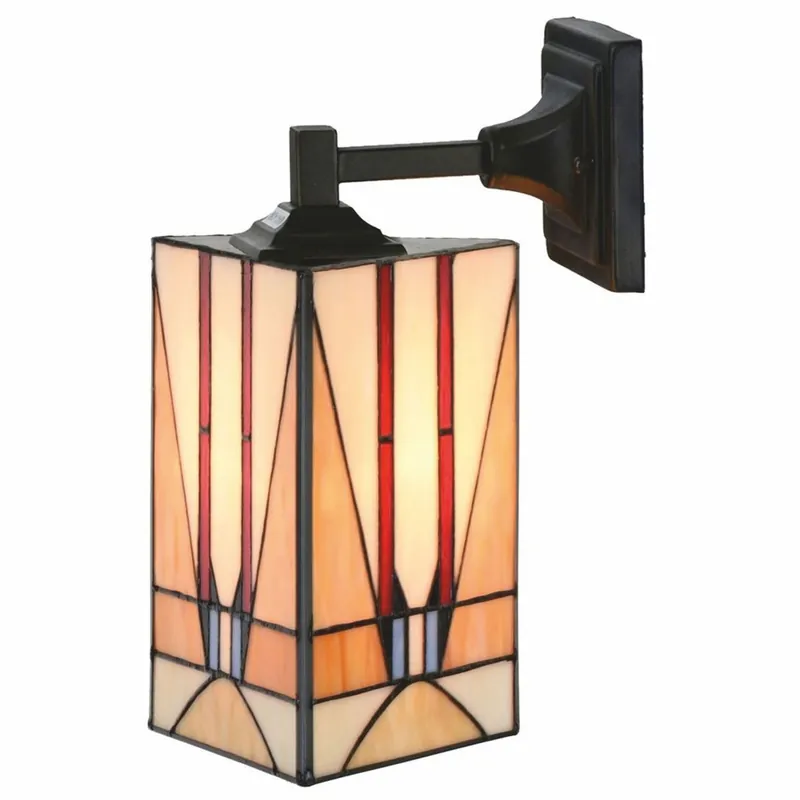 Top-Angebot Casa Padrino Art Deco Tiffany Wandleuchte Bunt / Schwarz H. 37 cm - Tiffany Leuchten