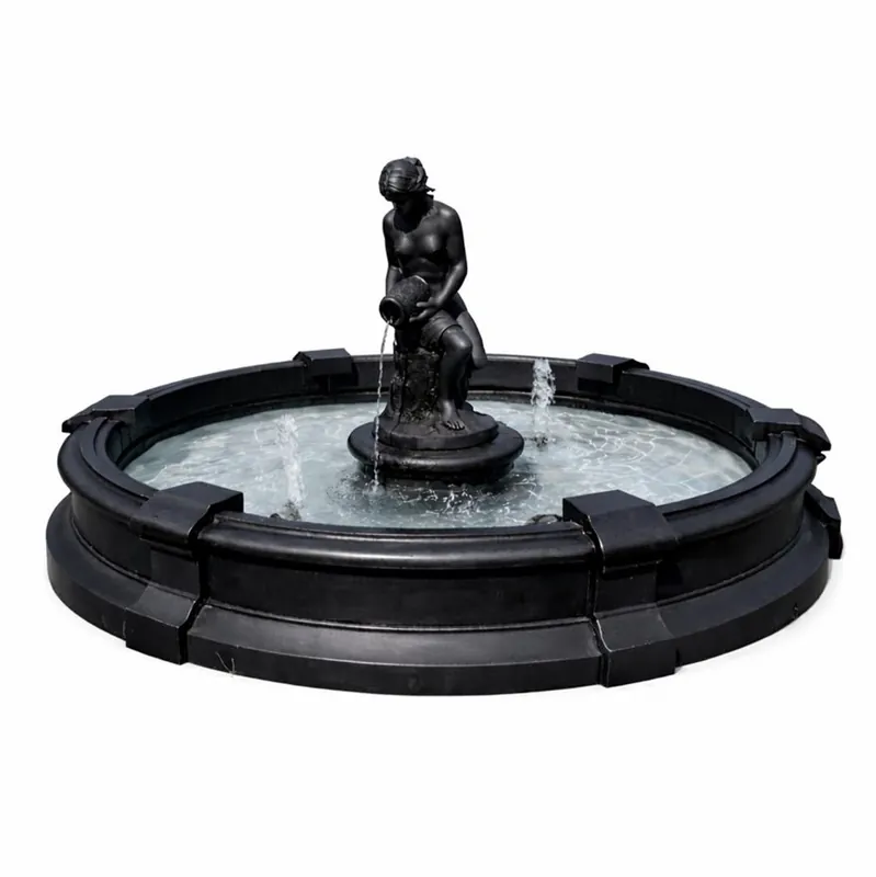 Casa Padrino Barock Garten Springbrunnen Schwarz Ø 234 x H. 115 cm - Made in Italy Preiswert