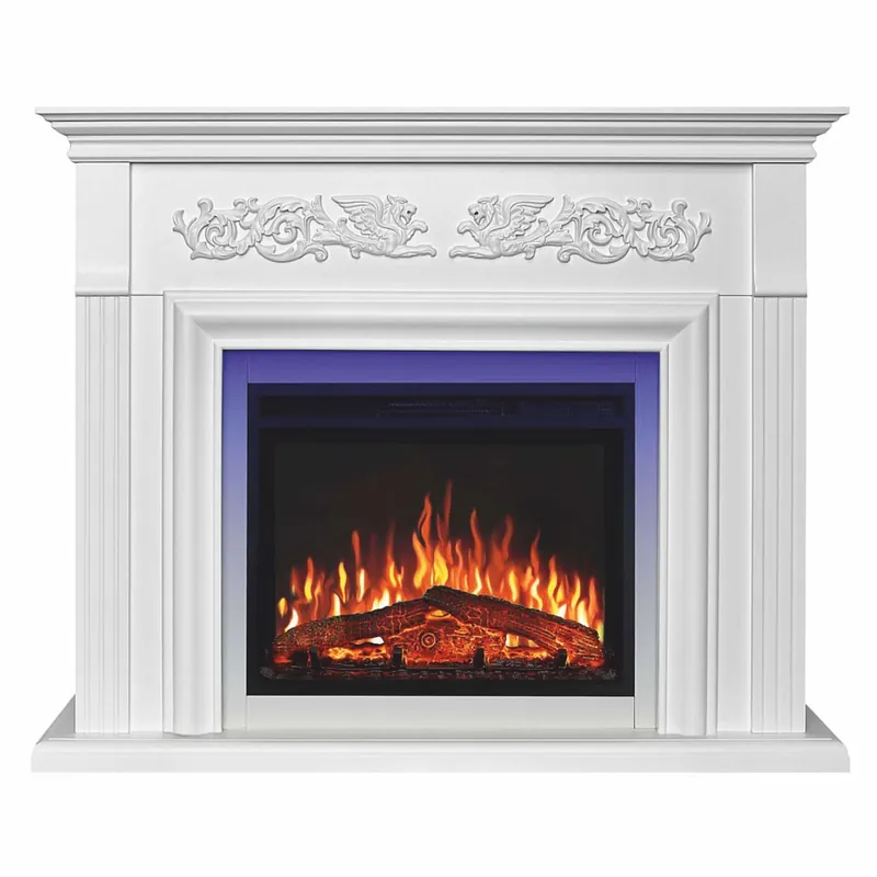 Versand Am Gleichen Tag Casa Padrino Barock LED Elektrokamin Weiß 121 x 35 x H. 100 cm - Barock Möbel