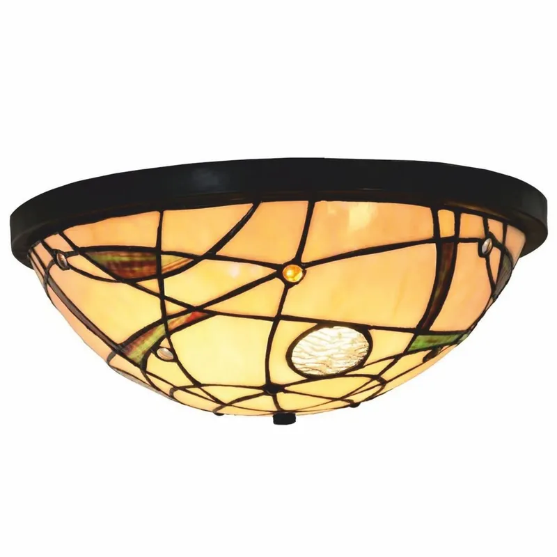 Sichere Zahlung Casa Padrino Art Deco Tiffany Deckenleuchte Bunt / Schwarz Ø 33 cm - Tiffany Leuchten