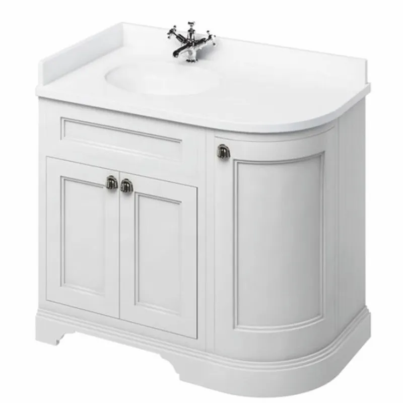 Bestpreis Casa Padrino Landhausstil Waschbeckenschrank mit Waschbecken Weiß / Matt Weiß 98 cm