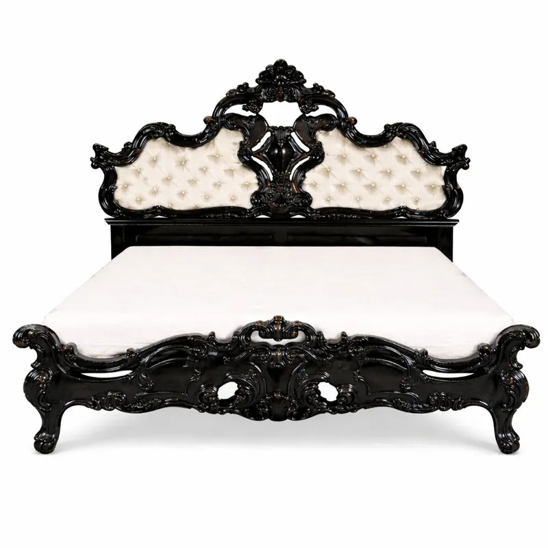 Bestseller Casa Padrino Luxus Barock Doppelbett Schwarz / Gold - Barock Schlafzimmer Möbel
