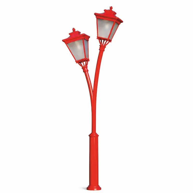 Casa Padrino Jugendstil Doppel Gartenlaterne Rot H. 353,5 cm - Außenbeleuchtung Expressversand