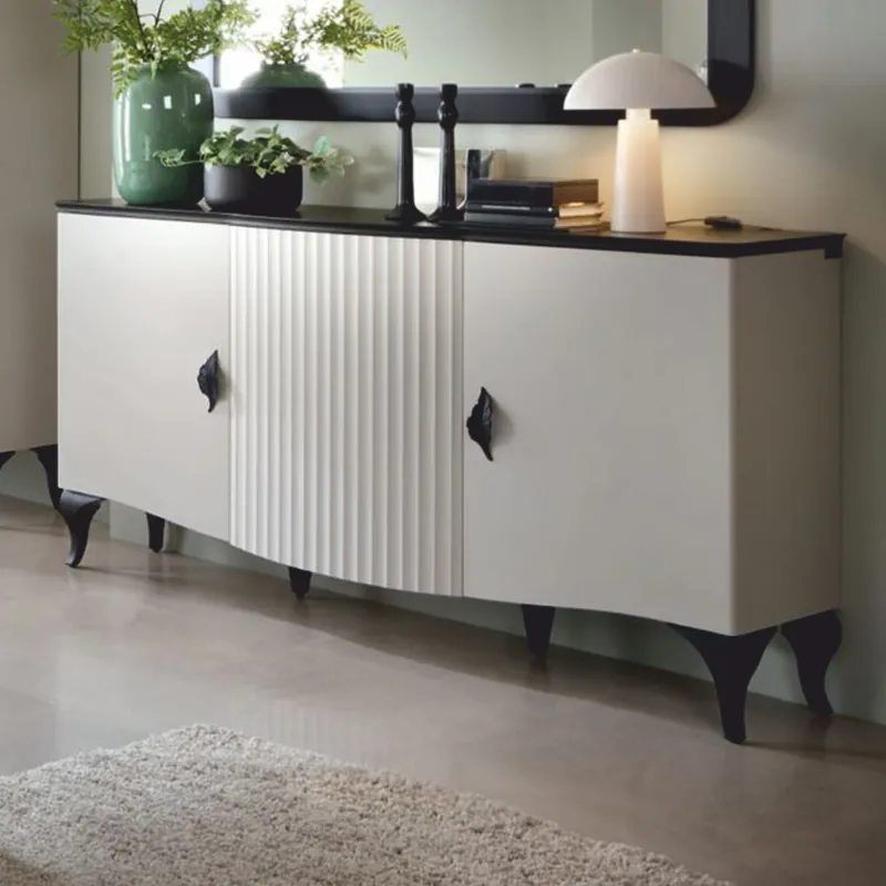 Schnäppchen Casa Padrino Luxus Art Deco Sideboard Weiß / Schwarz 173,4 cm - Art Deco Möbel