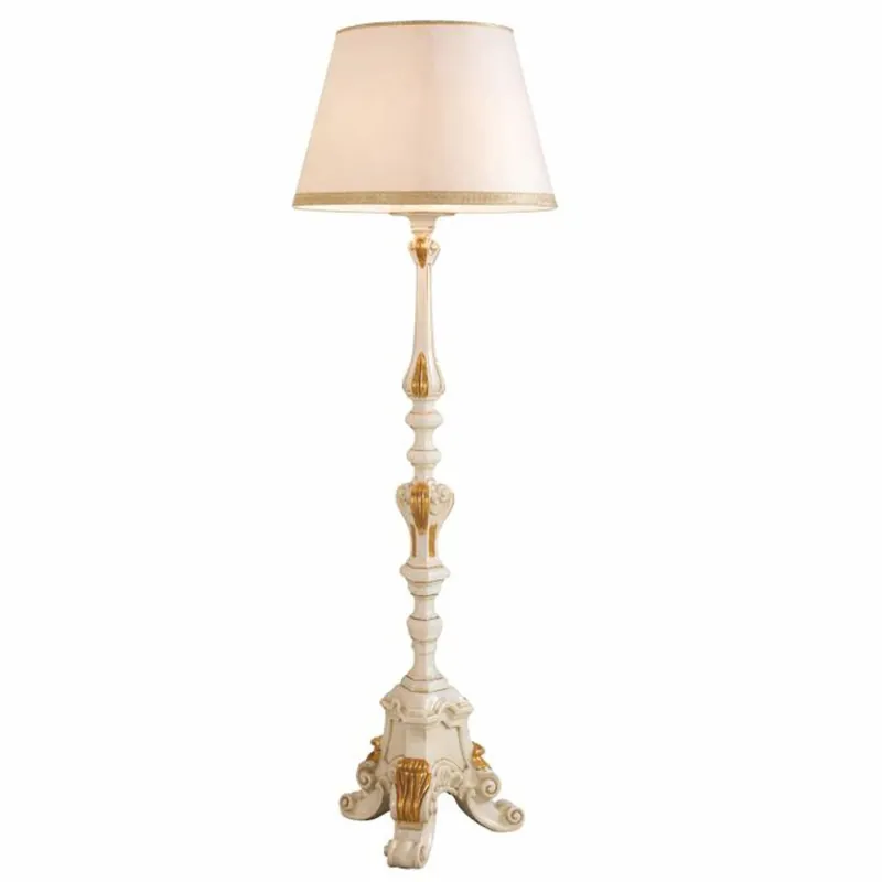 Expressversand Casa Padrino Luxus Barock Stehleuchte Elfenbein / Gold H. 183 cm - Made in Italy