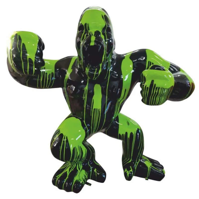 Casa Padrino XXL Deko Skulptur Gorilla Affe Schwarz / Grün H. 200 cm - Garten Figur Knallerangebot