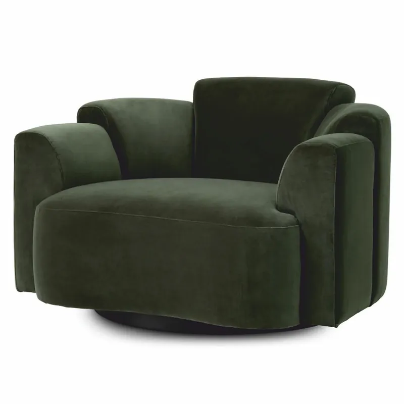 Casa Padrino Luxus Samt Drehsessel Grün / Schwarz - Wohnzimmer & Hotel Möbel Saisonangebot