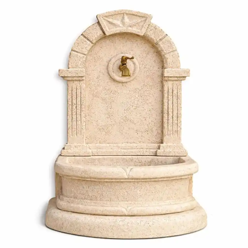 Meistverkauft Casa Padrino Jugendstil Wandbrunnen Sandfarben / Antik Messing H. 112 cm - Made in Italy