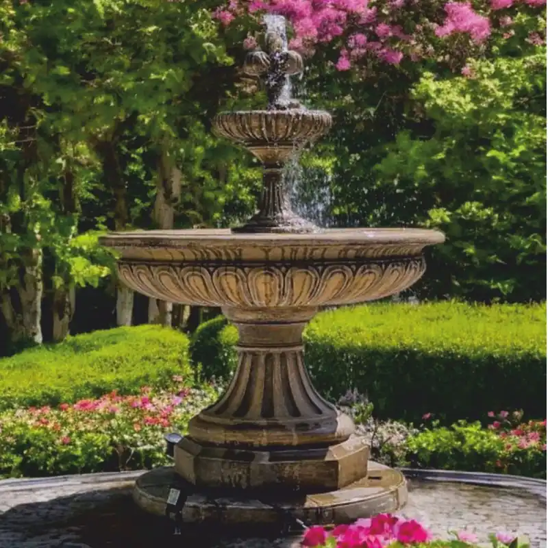 Casa Padrino Barock Springbrunnen Braun Ø 150 x H. 190 cm - Prunkvoller Gartenbrunnen Geprüft