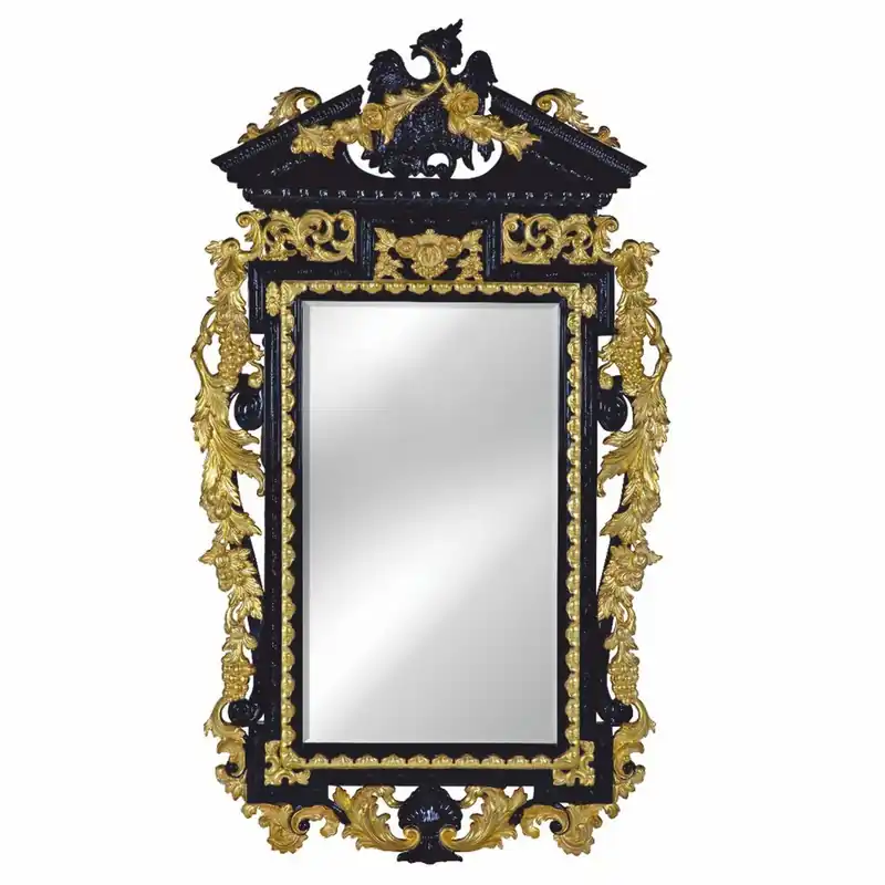 Markenprodukt Casa Padrino Luxus Barock Spiegel Schwarz / Gold H. 178 cm - Barockstil Möbel