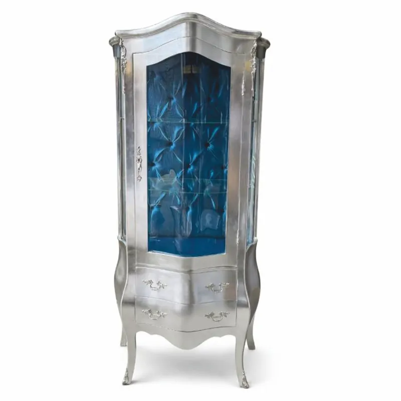 Jetzt Bestellen Casa Padrino Barock Vitrine Silber / Blau H. 185 cm - Barock Möbel