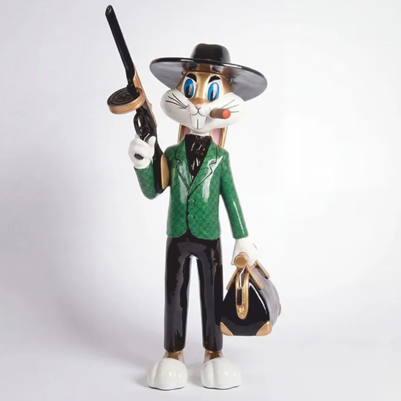 Casa Padrino Deko Skulptur Hase Bunt H. 120 cm - Garten Deko Figur Super-Preis