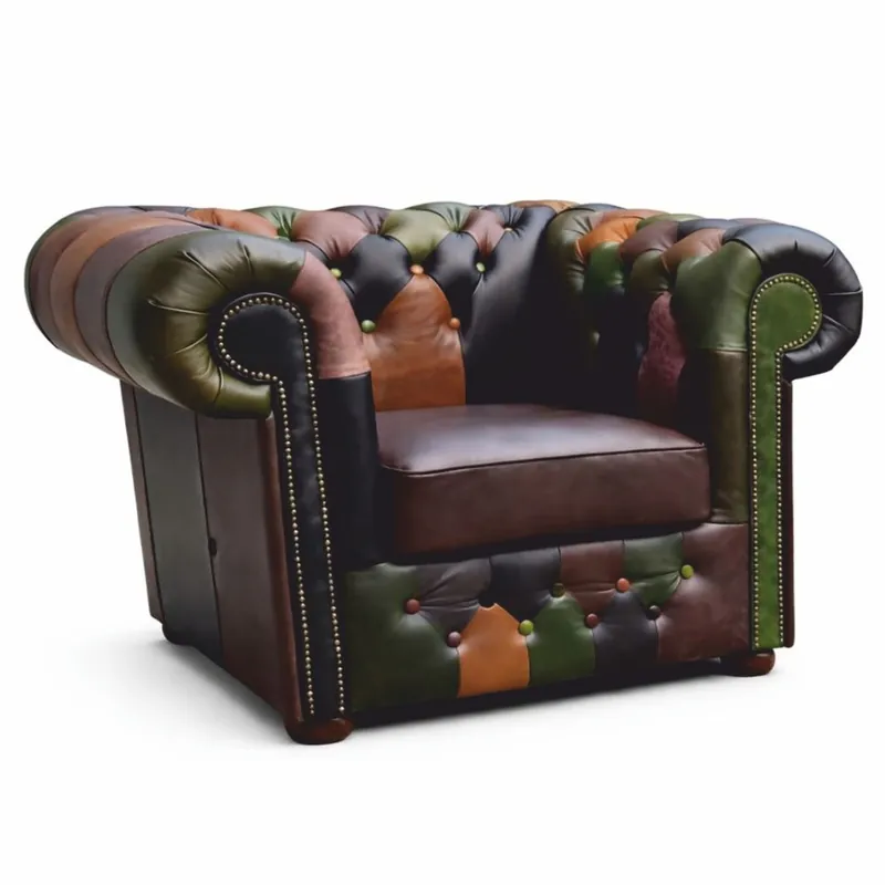 Solange Der Vorrat Reicht Casa Padrino Luxus Chesterfield Patchwork Echtleder Sessel Bunt - Leder Möbel