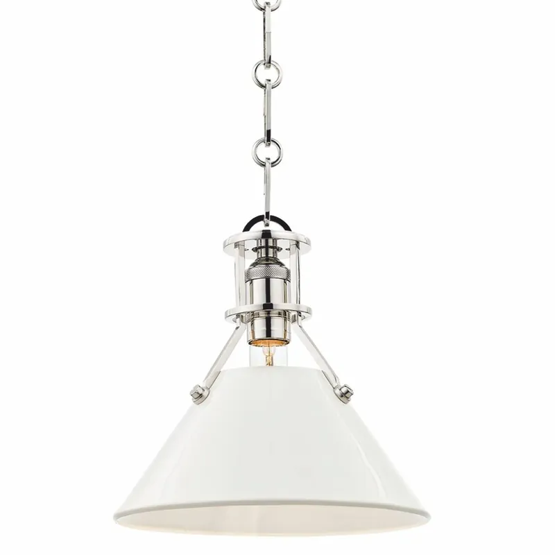 Casa Padrino Industrie Stil Metall Hängeleuchte Silber / Weiß Ø 24 x H. 23,5 cm Bestseller