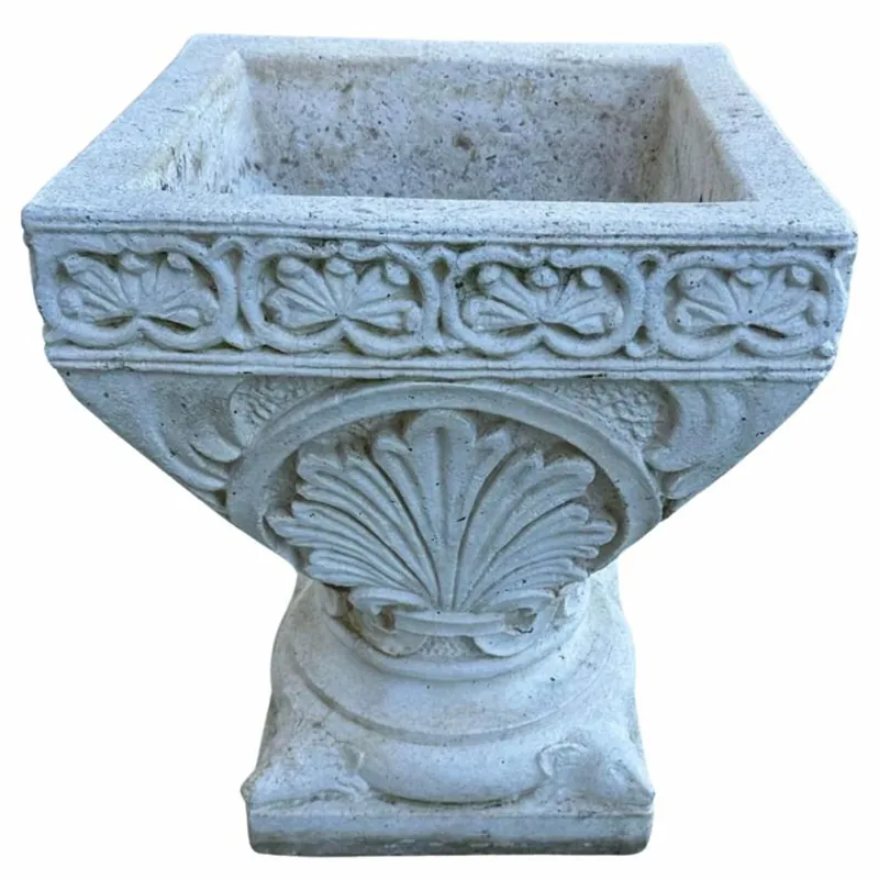 Casa Padrino Barock Garten Deko Blumentopf Antik Weiß H. 50 cm - Barockstil Garten Deko Schneller Versand
