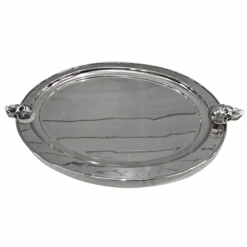 Schneller Versand Casa Padrino Metall Serviertablett Silber 62 cm - Gastronomie Accessoires