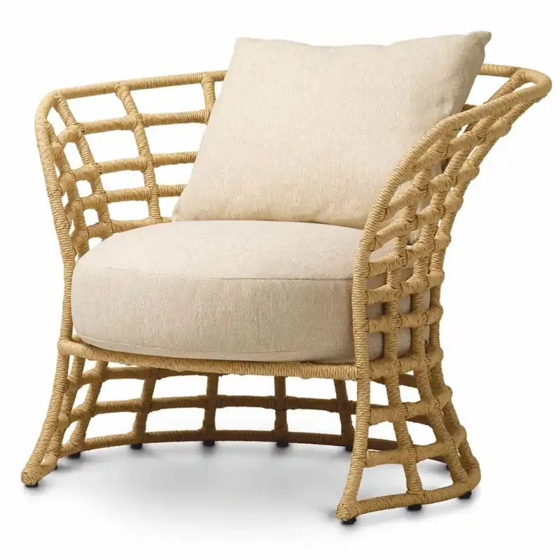 Neue Kollektion Casa Padrino Luxus Kunstrattan Sessel Naturfarben / Sandfarben - Garten Möbel
