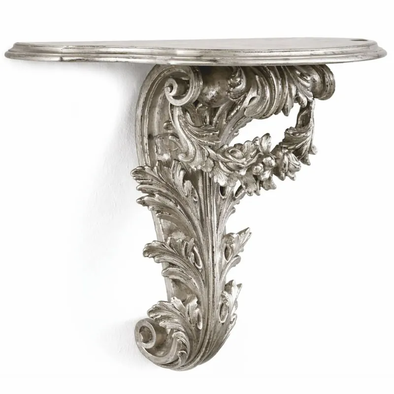 Casa Padrino Luxus Barock Wandkonsole Antik Silber 58 cm - Barock Möbel - Made in Italy Zertifiziert