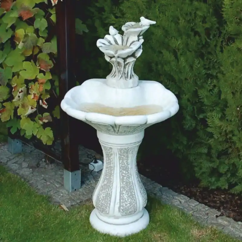 Casa Padrino Jugendstil Springbrunnen Weiß / Grau H. 111 cm - Eleganter Gartenbrunnen Sonderangebot
