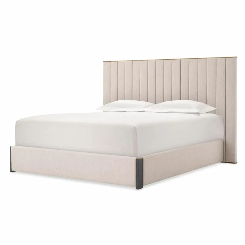 Top-Angebot Casa Padrino Luxus Doppelbett Naturfarben / Messing / Schwarzgrau 180 x 210 cm - Schlafzimmer Möbel