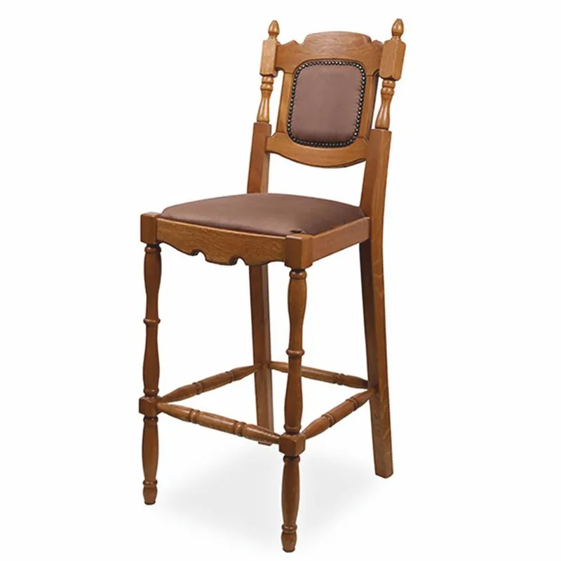 Casa Padrino Luxus Barock Massivholz Barstuhl Braun H. 112 cm - Barock Bar Möbel Preiswert