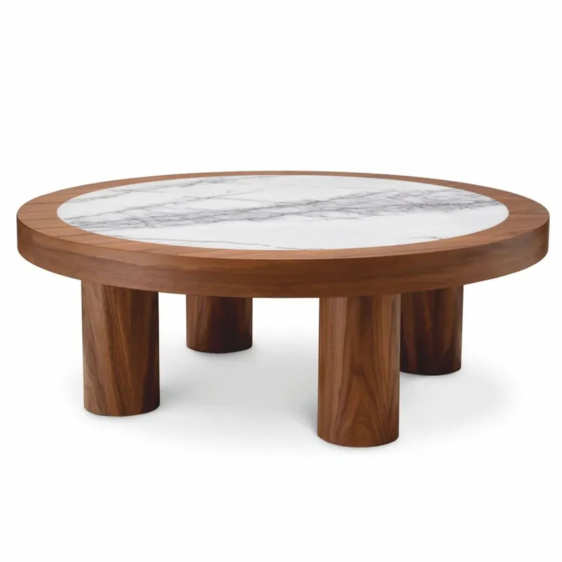 Top-Preis Casa Padrino Luxus Couchtisch Braun / Weiß-Lila Ø 100 cm - Wohnzimmer Möbel