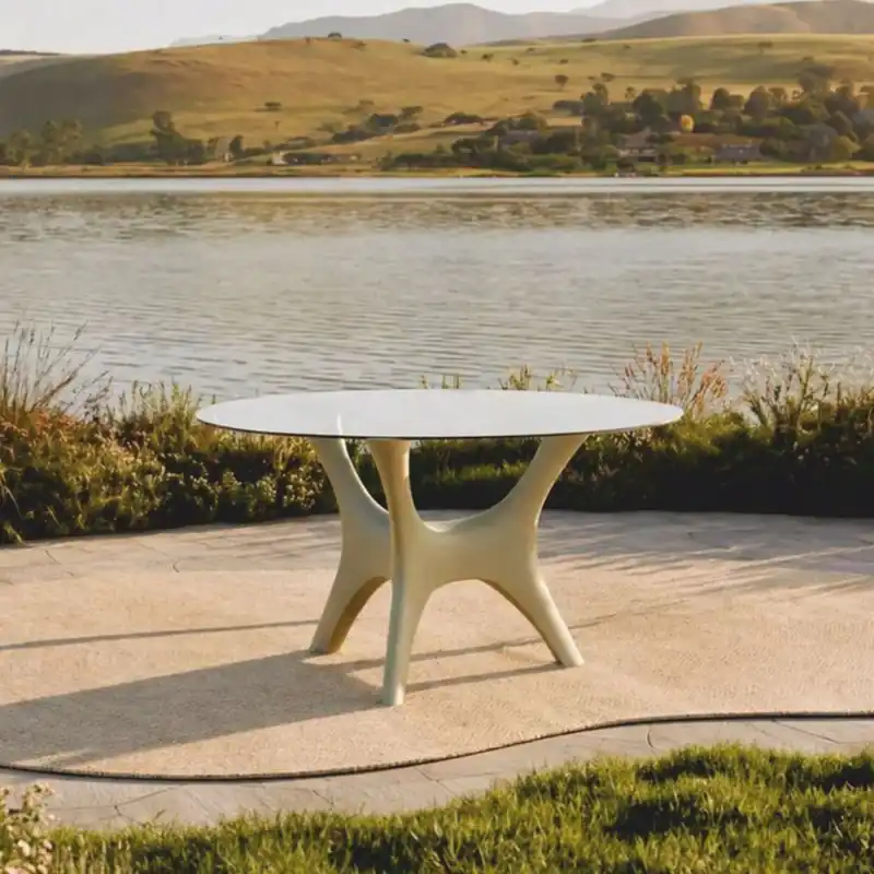 Casa Padrino Luxus Garten Esstisch mit Glasplatte Matt Grün Ø 140 cm - Garten Möbel Top-Preis
