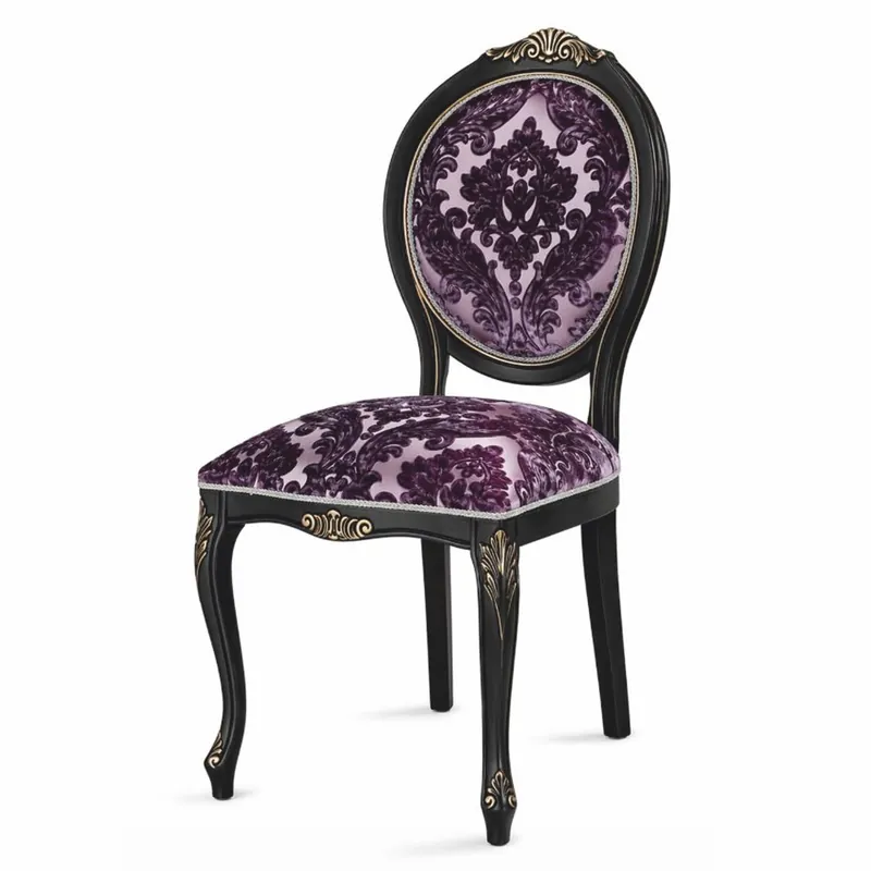 Casa Padrino Luxus Barock Esszimmer Stuhl Lila / Schwarz / Gold - Barock Möbel Saisonangebot
