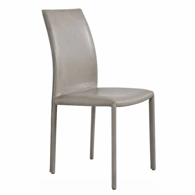 Casa Padrino Luxus Leder Esszimmer Stuhl Grau H. 93 cm - Esszimmer Möbel Bestpreis