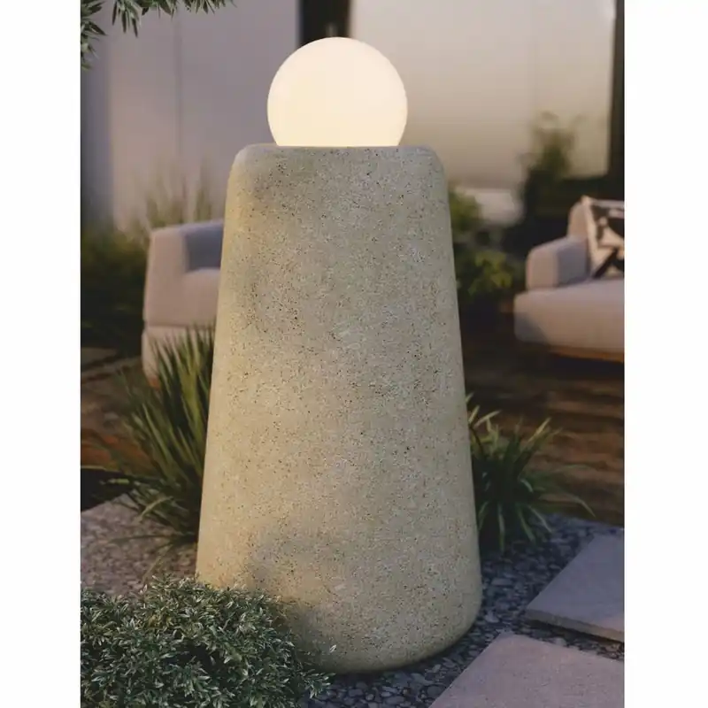 Casa Padrino Luxus Beton Stehleuchte Grau / Weiß H. 128 cm - Gartenleuchte Beliebt