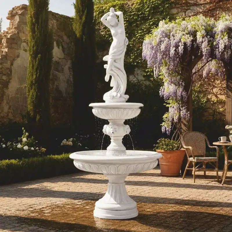 Casa Padrino Barock Springbrunnen Weiß Ø 152 x H. 330 cm - Prunkvoller Gartenbrunnen Solange Der Vorrat Reicht