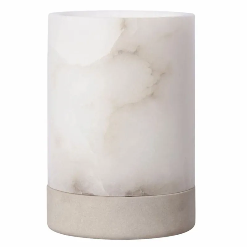 Mega-Angebot Casa Padrino Luxus Kerzenleuchter Alabaster / Grau H. 28 cm - Luxus Accessoires