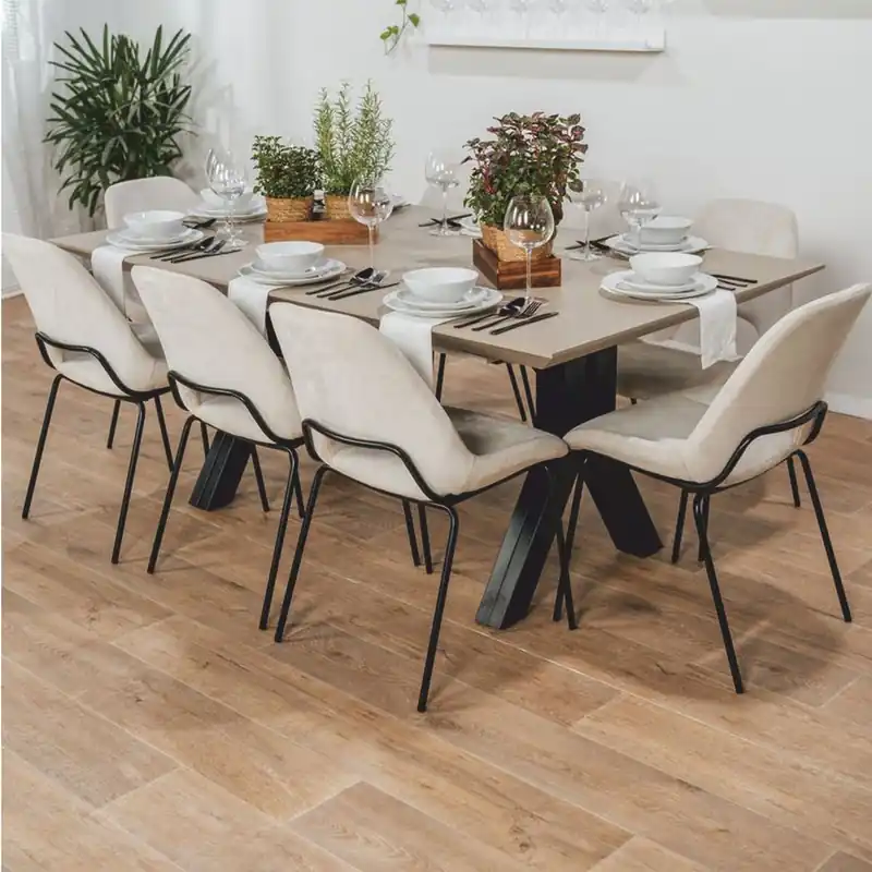 Casa Padrino Esstisch Beige / Schwarz 180-468 cm - Rechteckiger Ausziehbarer Küchentisch Wochenendangebot