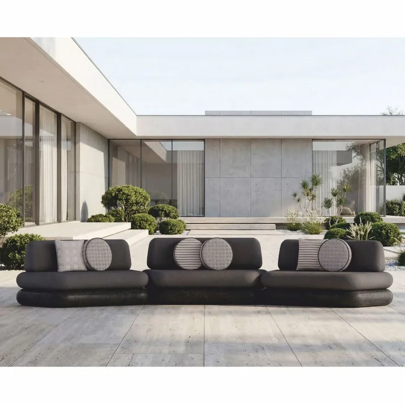 Casa Padrino Luxus Beton Sofa Grau / Anthrazit 463 cm - Outdoor Garten Sofa Aktuell