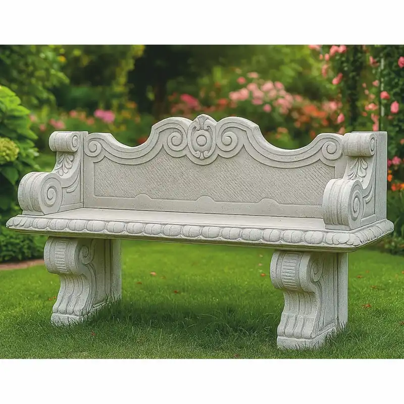 Günstig Casa Padrino Barock Beton Gartenbank Grau 140 cm - Barock Garten Möbel - Made in Italy