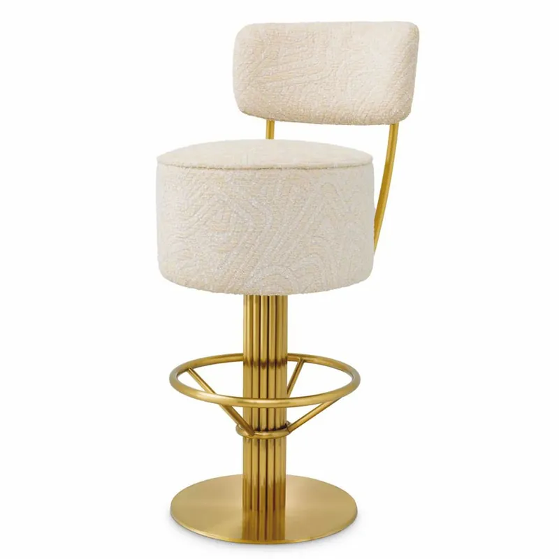 Schneller Versand Casa Padrino Luxus Edelstahl Barstuhl Creme / Messing H. 104 cm - Luxus Bar Möbel