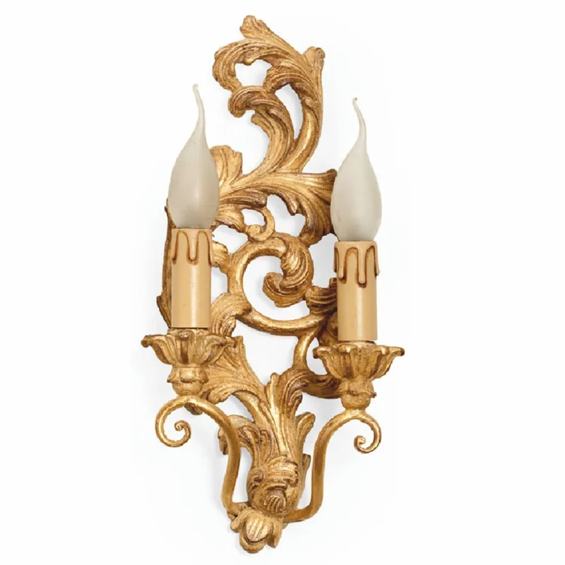 Casa Padrino Luxus Barock Doppel Wandleuchte Gold H. 39 cm - Made in Italy Kracherpreis