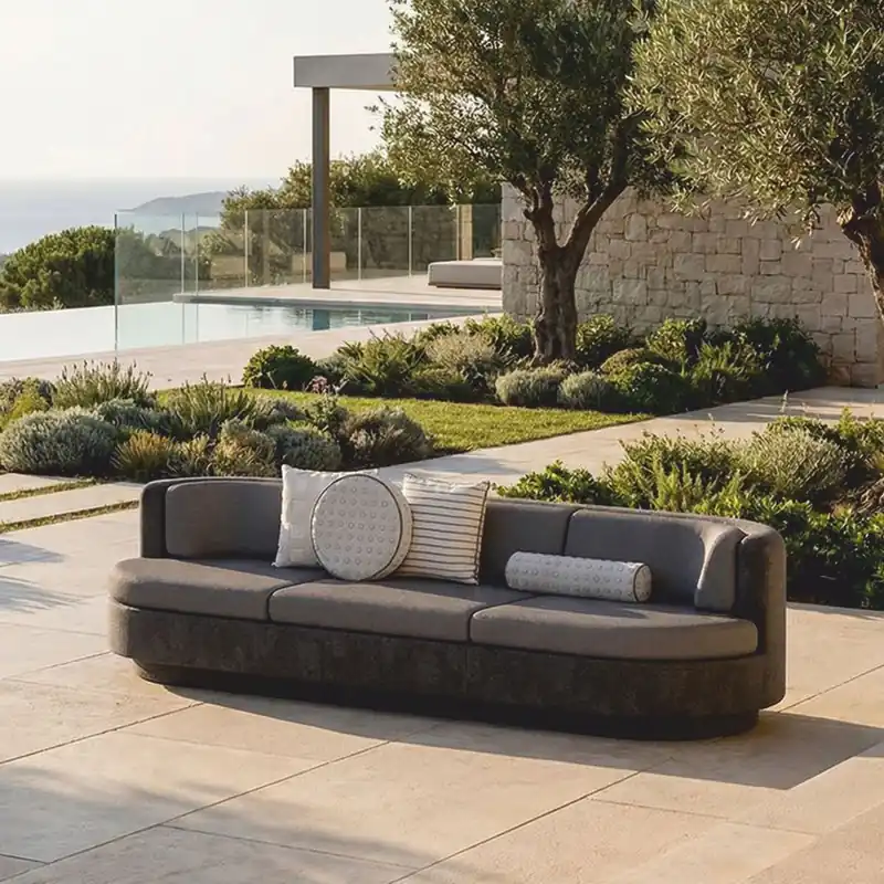 Casa Padrino Luxus Beton Sofa Anthrazit / Grau 294 cm - Wohnzimmer & Garten Sofa Neue Ware