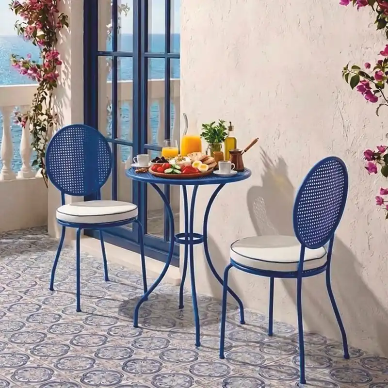 Online Kaufen Casa Padrino Luxus Jugendstil Schmiedeeisen Garten Set Blau / Cremeweiß - Hotel & Garten Möbel