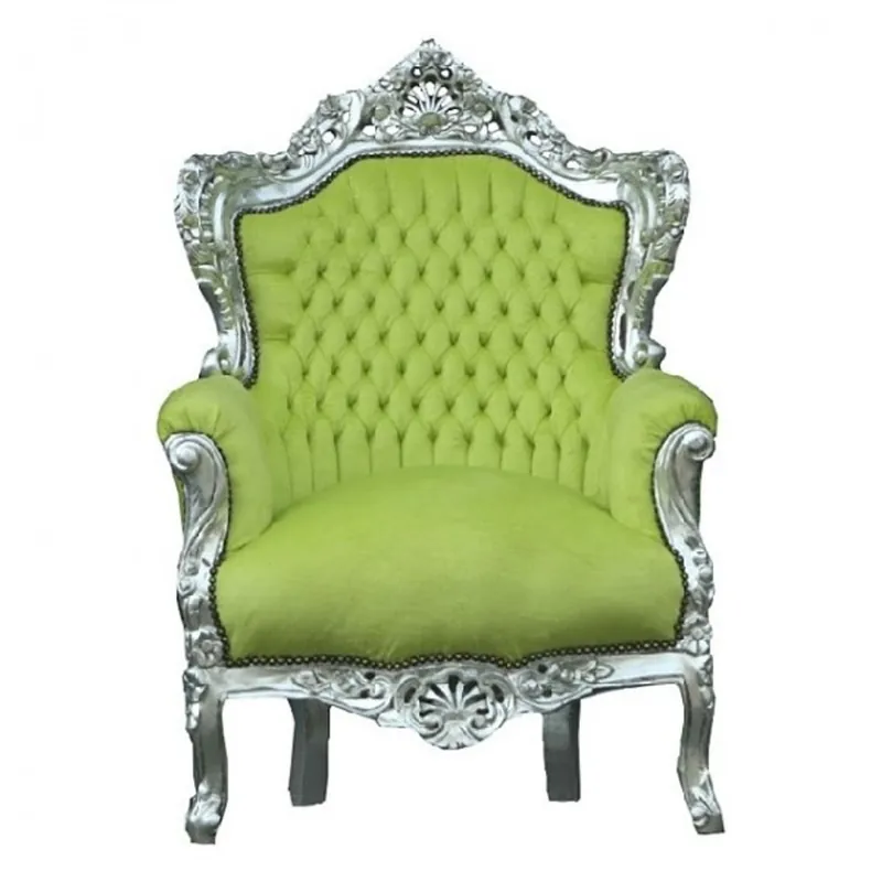 Baroque armchair King jade / silver Neu