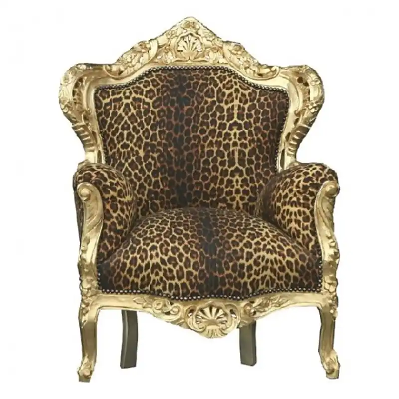 Neu Baroque Armchair "King" Leopard / Gold