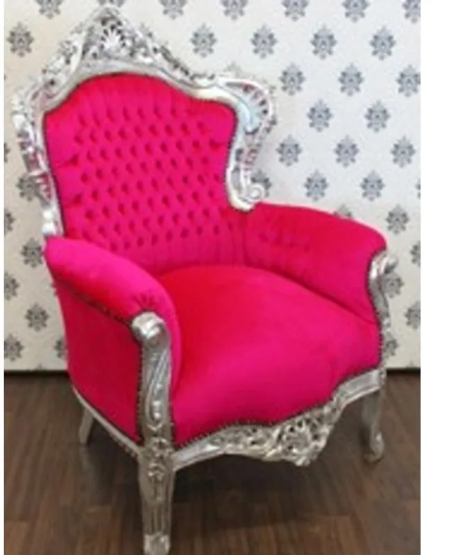 Markenprodukt Baroque Armchair "King" Pink / Silver