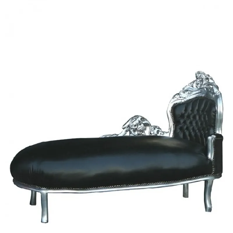 Baroque chaise King Black Leather Look / Silver Finale Aktion
