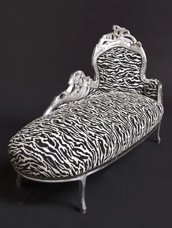 Baroque Chaiselongue "King" Zebra/Silver Günstig