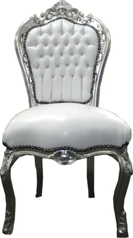 Sofort Bestellen Casa Padrino Baroque dining room chair white / silver - antique style furniture