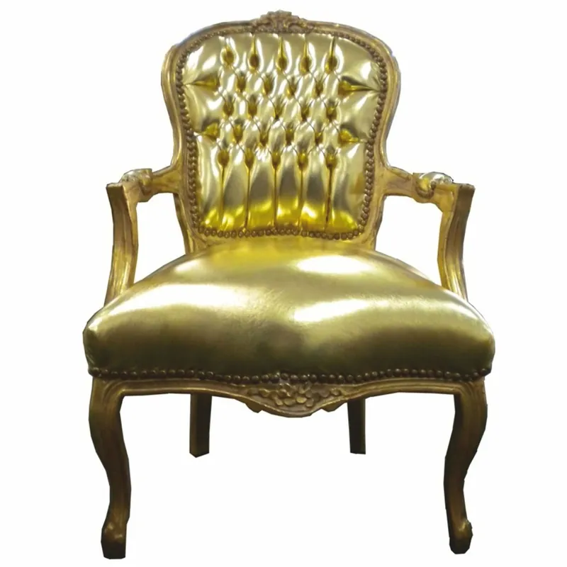 Casa Padrino Baroque Faux Leather Salon Chair Gold - Baroque Furniture Neuheit
